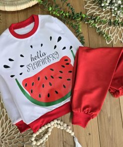 بلوز شلوار یلدایی هندوانه سفید قرمز تکرنگ 🌈