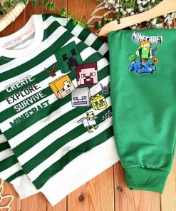 بلوز شلوار راه راه ماینکرافت 🌈