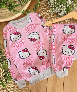 بلوز شلوار مخمل کیتی تکرنگ صورتی 🌈