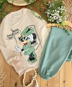 بلوز شلوار میکی دخترونه سایز بزرگ تکرنگ 🌈